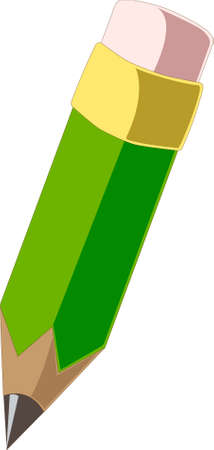 green simple pencil with eraserのイラスト素材