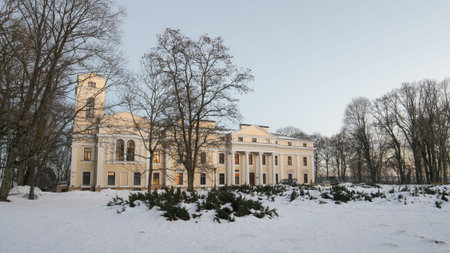 Vilnius, Lithuania  Verkiai Palace in winterのeditorial素材