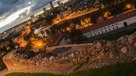Autumn in Old Town of Vilnius, Lithuania  Bird s-eye viewの写真素材