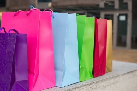 colored gift bagsの写真素材