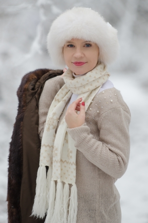 Young woman in winterの写真素材