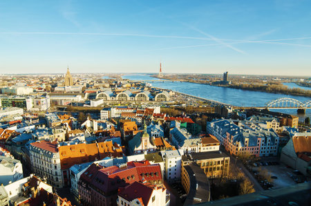 Riga  Latvia   in the evening   The view from St Peter s Church