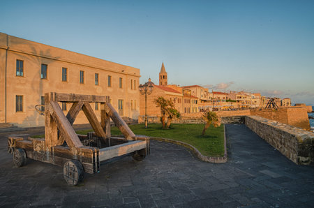 Alghero, Sardinia Island, Italy in the sunsetの写真素材
