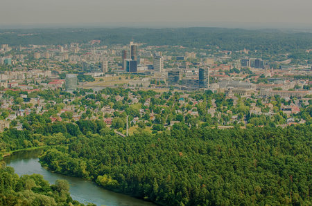 Aerial panorama of Vilnius, Lithuania  Zverynas, Snipiskes