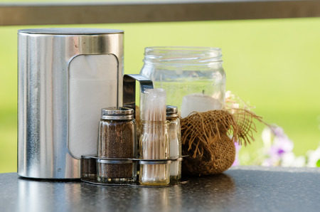 Tools on restaurant tableの写真素材