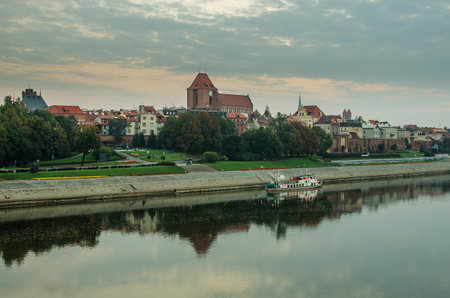 Early morning in Old Town of Torun, Poland. Vistula river