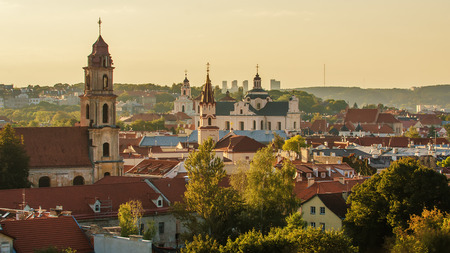 Old Town of Vilnius in Lithuania, Aerial viewの写真素材