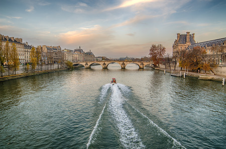 Old Town of Paris (France) in the sunriseの写真素材