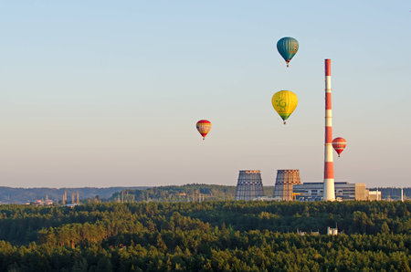 Air balloons over Vilnius, Lithuaniaの写真素材
