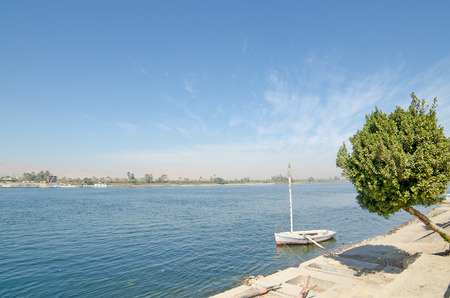 Nile river in Egypt next to Luxorの写真素材