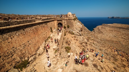 Crete, Greece: Venetian fort in famous Gramvousa islandの写真素材