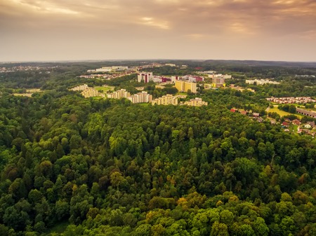 aerial top view of parks in Vilnius Lithuaniaの写真素材