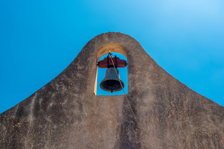 Crete, Greece: bell of orthodox mountain church in Rethymno regional unitの写真素材