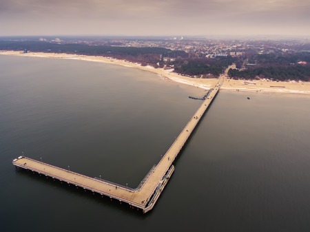 Palanga, Lithuania: aerial top view of Sea Bridgeの写真素材
