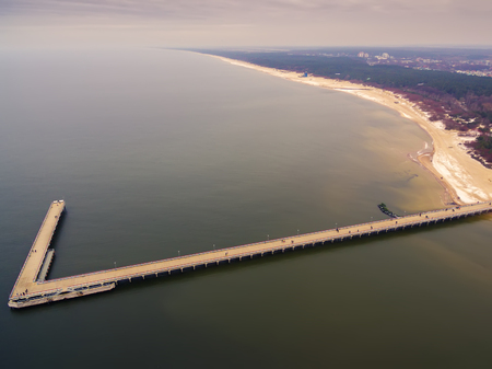 Palanga, Lithuania: aerial top view of Sea Bridgeの写真素材