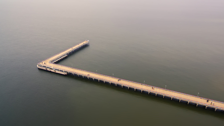 Palanga, Lithuania: aerial top view of Sea Bridgeの写真素材