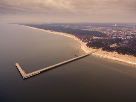 Palanga, Lithuania: aerial top view of Sea Bridgeの写真素材