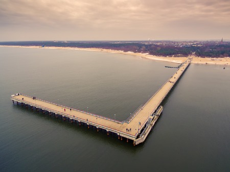 Palanga, Lithuania: aerial top view of Sea Bridgeの写真素材