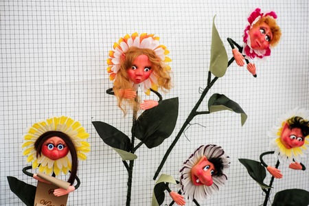 Handicraft mart Kaziukas in Vilnius, Lithuania: made-up flowersの写真素材