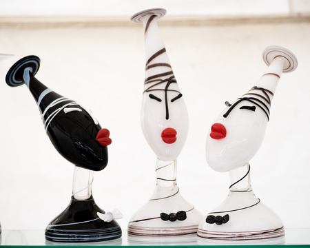 Handicraft mart Kaziukas in Vilnius, Lithuania: female figures from glassの写真素材