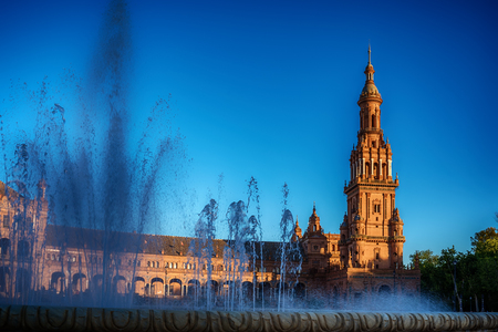 Seville, Spain: The Plaza de Espana, Spain Squareの写真素材
