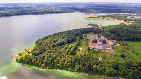 Kaunas, Lithuania: Pazaislis Monastery and Church, located on a peninsula in Kaunas Reservoir, in the summerの写真素材