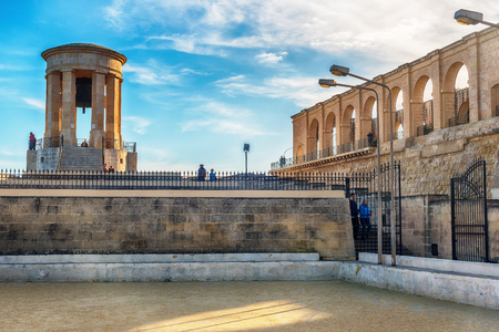 Valletta, Malta: Siege Bell Memorial in the morningの写真素材