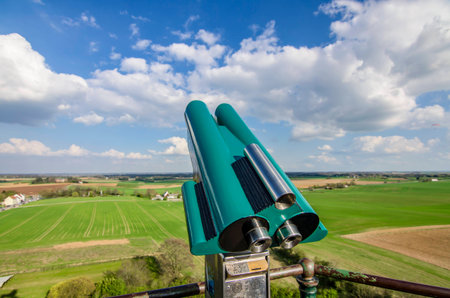 Panoramic view of the telescope on the battlefield of Waterloo. Belgium.の写真素材
