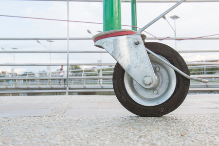 wheels black on floor, Close-up wheelsの写真素材