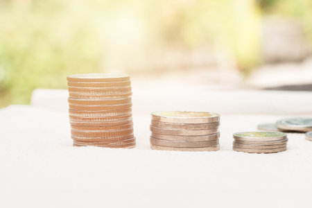 Coins for saving and blurry background,Economic concept for growth,Business finance,Medal of...