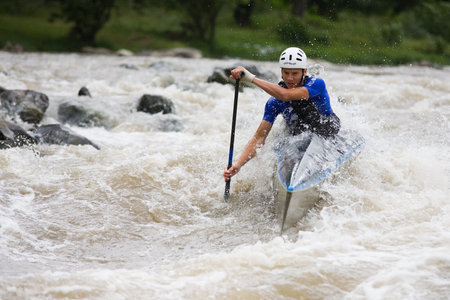 Kraljevo City, Serbia - July 25, 2010 - 8th European Junior Championships in kayak on wild water