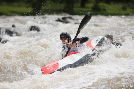 Kraljevo City, Serbia - July 25, 2010 - 8th European Junior Championships in kayak on wild waterのeditorial素材