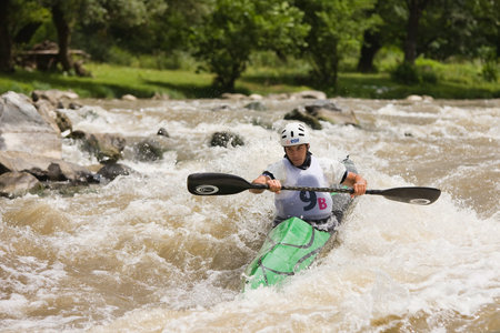 Kraljevo City, Serbia - July 25, 2010 - 8th European Junior Championships in kayak on wild waterのeditorial素材