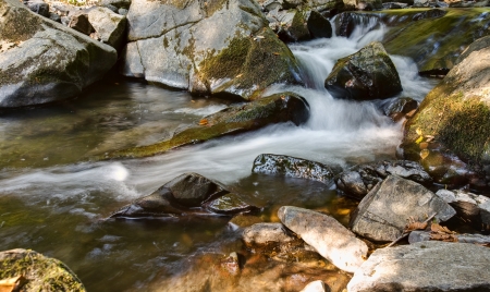 waterfall on mountain riverの写真素材