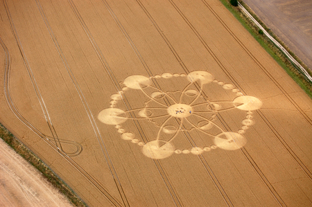 Crop circle taken from ultralight, Great Britain.の写真素材