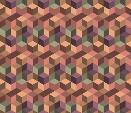 Vector abstract seamless pattern with cubes of different colors. Textile background for package, cover, greeting cards.のイラスト素材