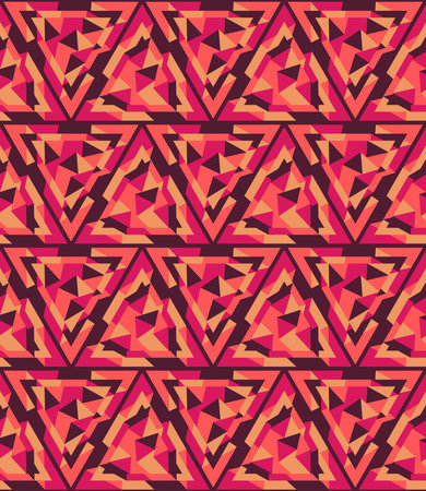 Vector abstract seamless pattern with triangles of different colors. Textile background for package,...