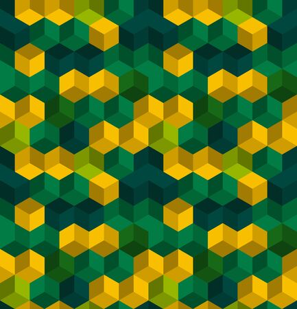 Colorful seamless pattern with cubes. Low poly geometric background.のイラスト素材