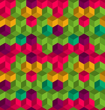 Abstract seamless pattern. Colorful geometric background with cubes.のイラスト素材