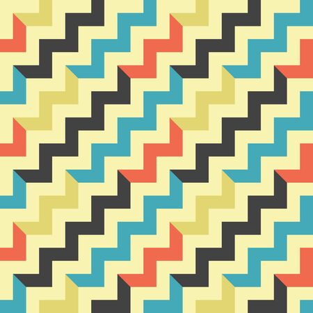 Colorful seamless pattern with zigzags. Low poly geometric background.のイラスト素材