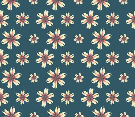 Vector seamless illustration of multicolor flowers pattern. Colored vector background.のイラスト素材