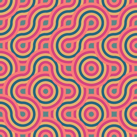 Abstract seamless circling lines pattern. Background design for prints, textile, fabric, package, cover, greeting cards.のイラスト素材
