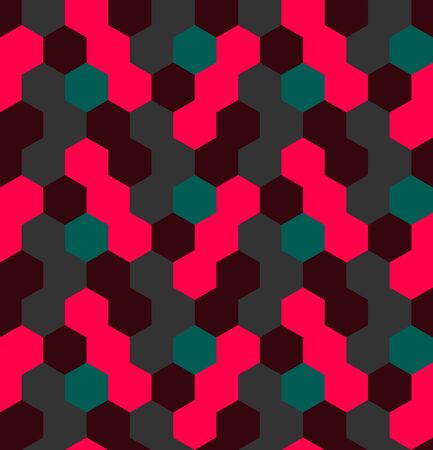 Seamless abstract hexagons textile pattern. Multicolor modern stylish background cover geometric shapes.のイラスト素材