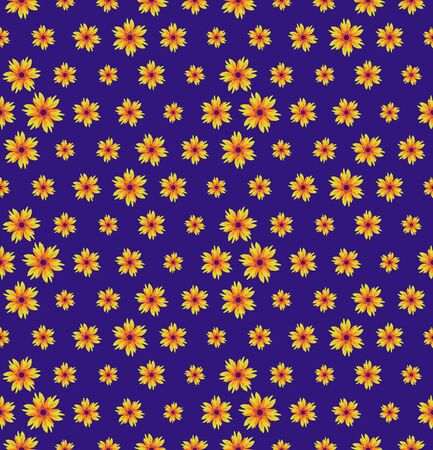 Vector abstract seamless pattern with flowers of different colors. Textile background for package, cover, greeting cards.のイラスト素材