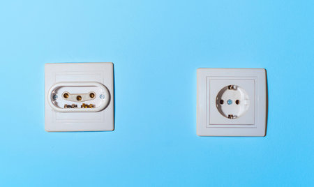 White electric socket . European system.の写真素材