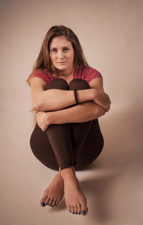 Young woman in yoga poses. Studioの写真素材