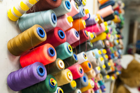 Reels of threads in tailor shop