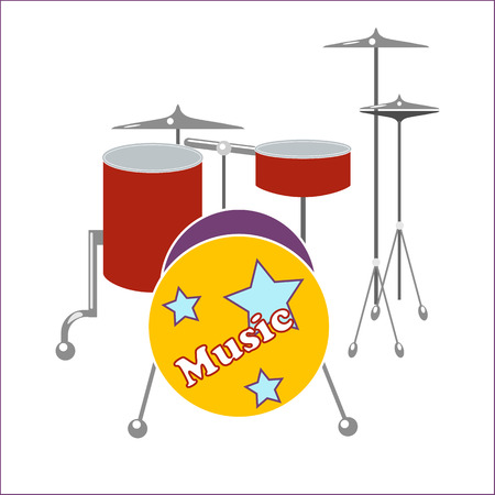 Drum set on white background in flat styleのイラスト素材
