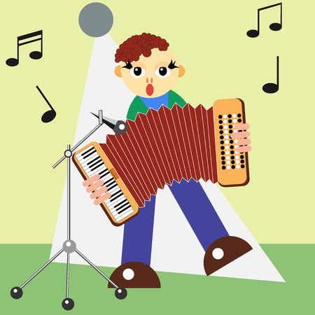 The man on the stage plays the accordeonのイラスト素材