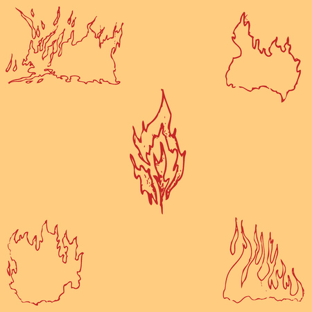 Fire. Sketch by hand. Pencil drawing by hand. Vector image. The image is thin lines. Vintageのイラスト素材